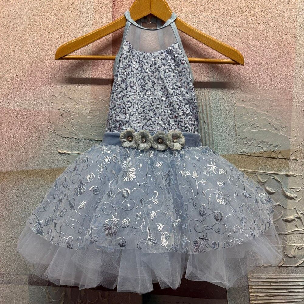 Weissman 15624 Blue Floral Ballet TuTu Dance Costume Embroidered Sequins Velvet